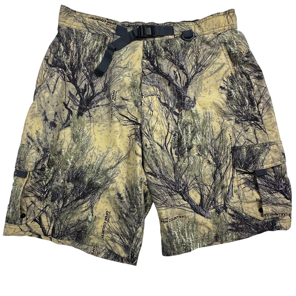 Cabelas Mens Camouflage Cargo Shorts With Adjustable Belt & Pockets XL‎ Camo